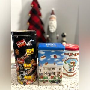3 Vintage 90’s Hershey’s Candy Design Holiday Themed Empty Decorative Tins